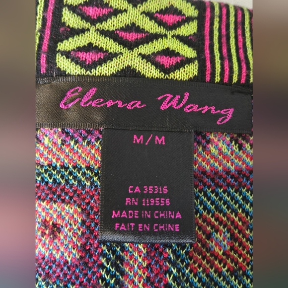 Elena Wang Colorful Geometric Knit Cardigan Sweater M Medium Retro Abstract - Picture 7 of 8